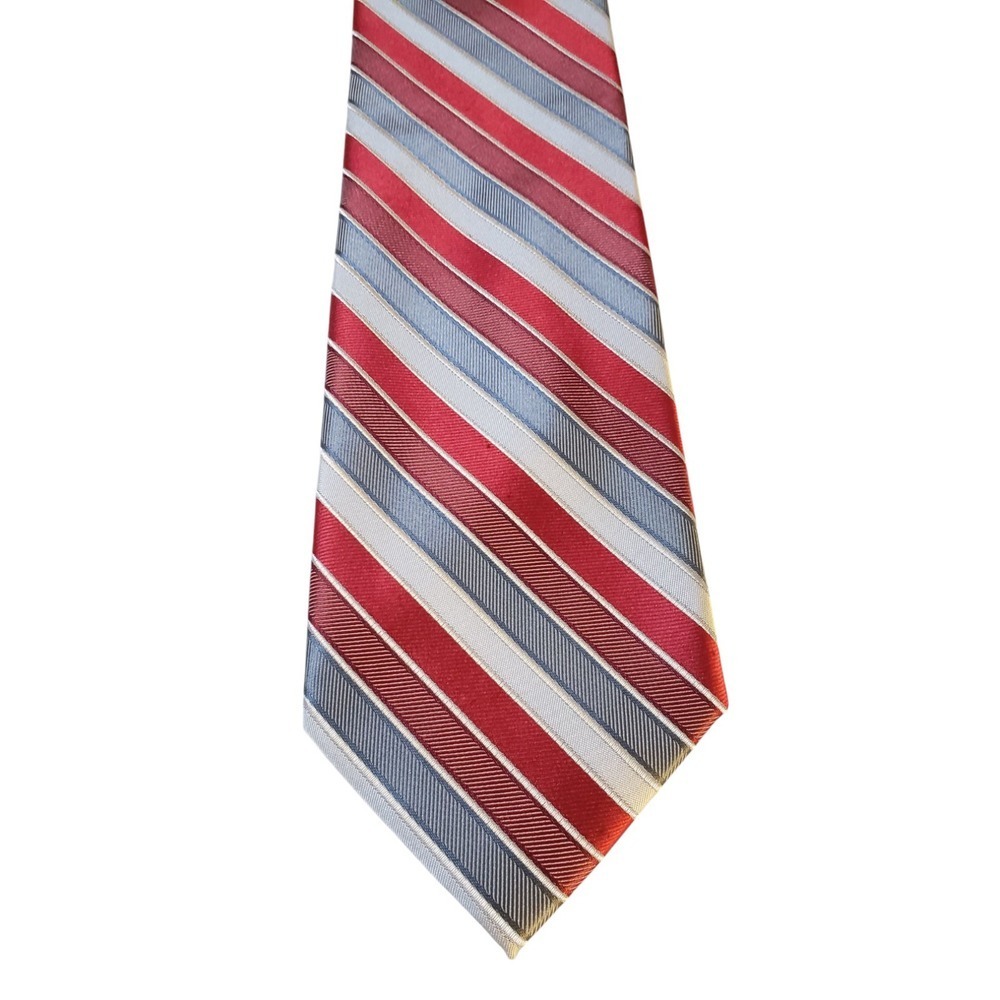 Dockers Mens Tie Necktie Designer Red Gray White Stripes Business Church Classic